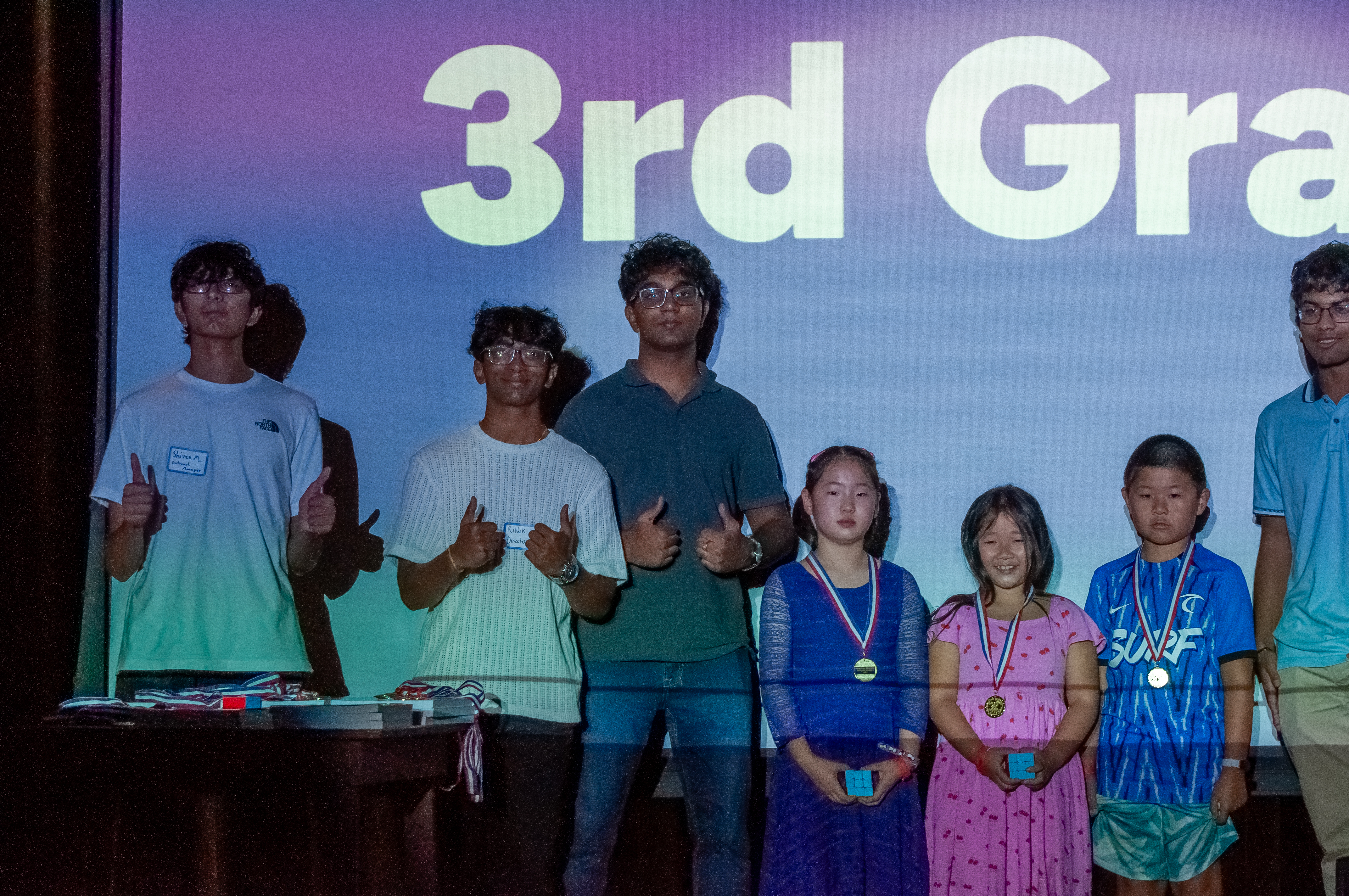 Students receiving medals