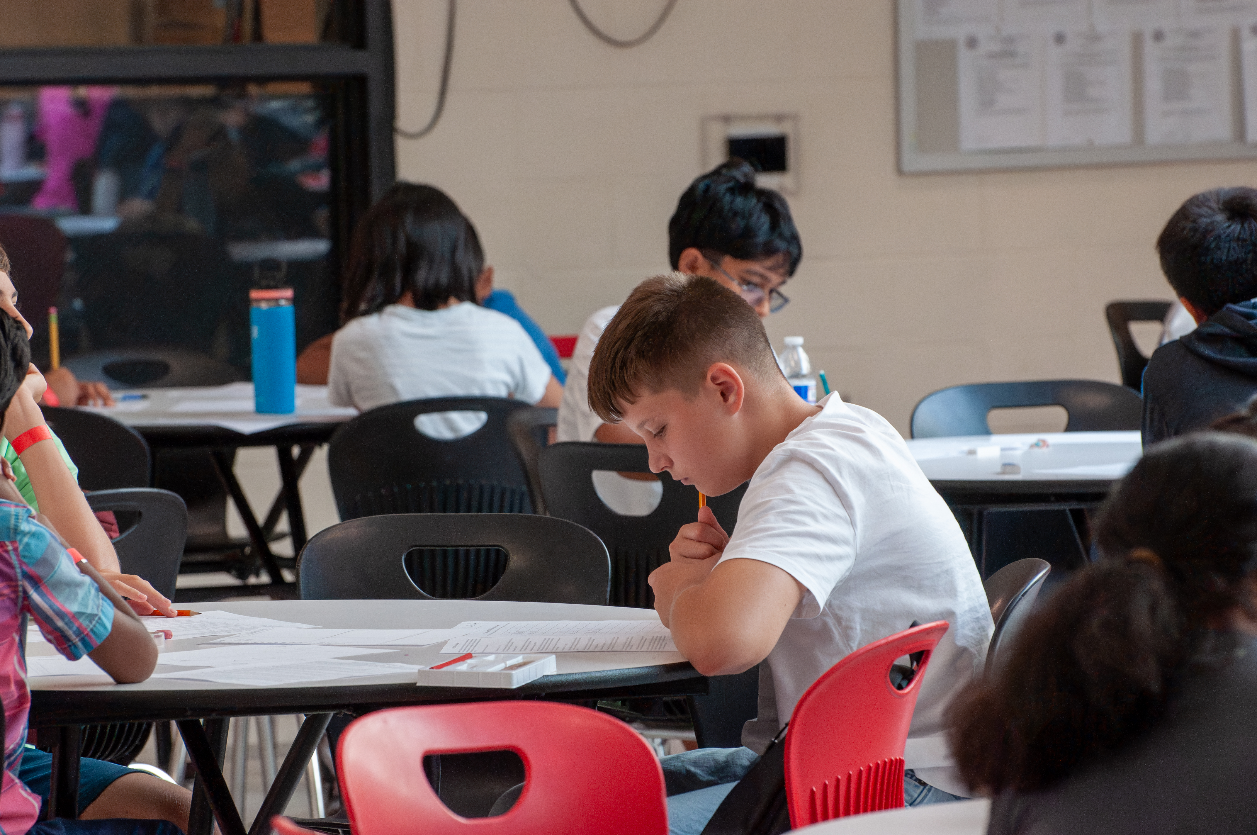 Students settling into testing seats