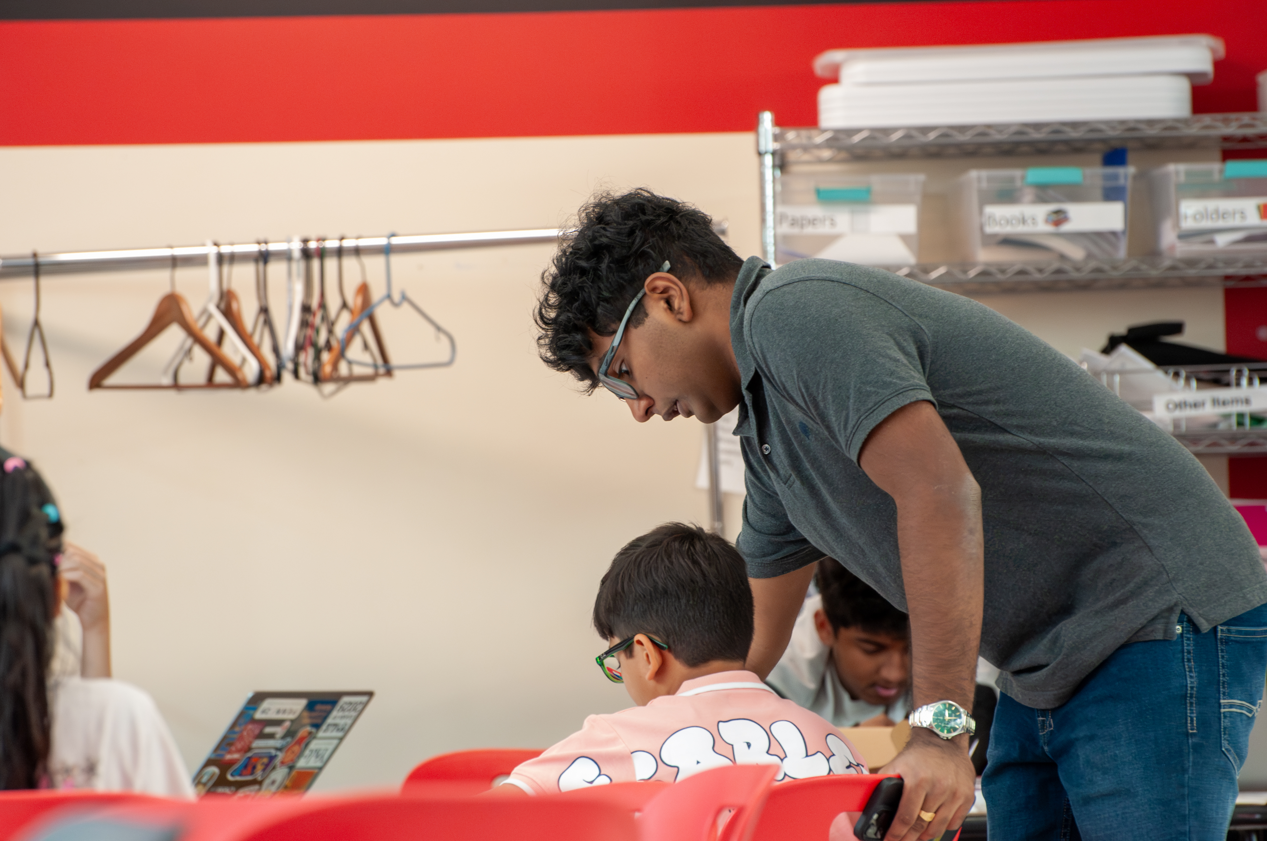 Competitors opening their test packets