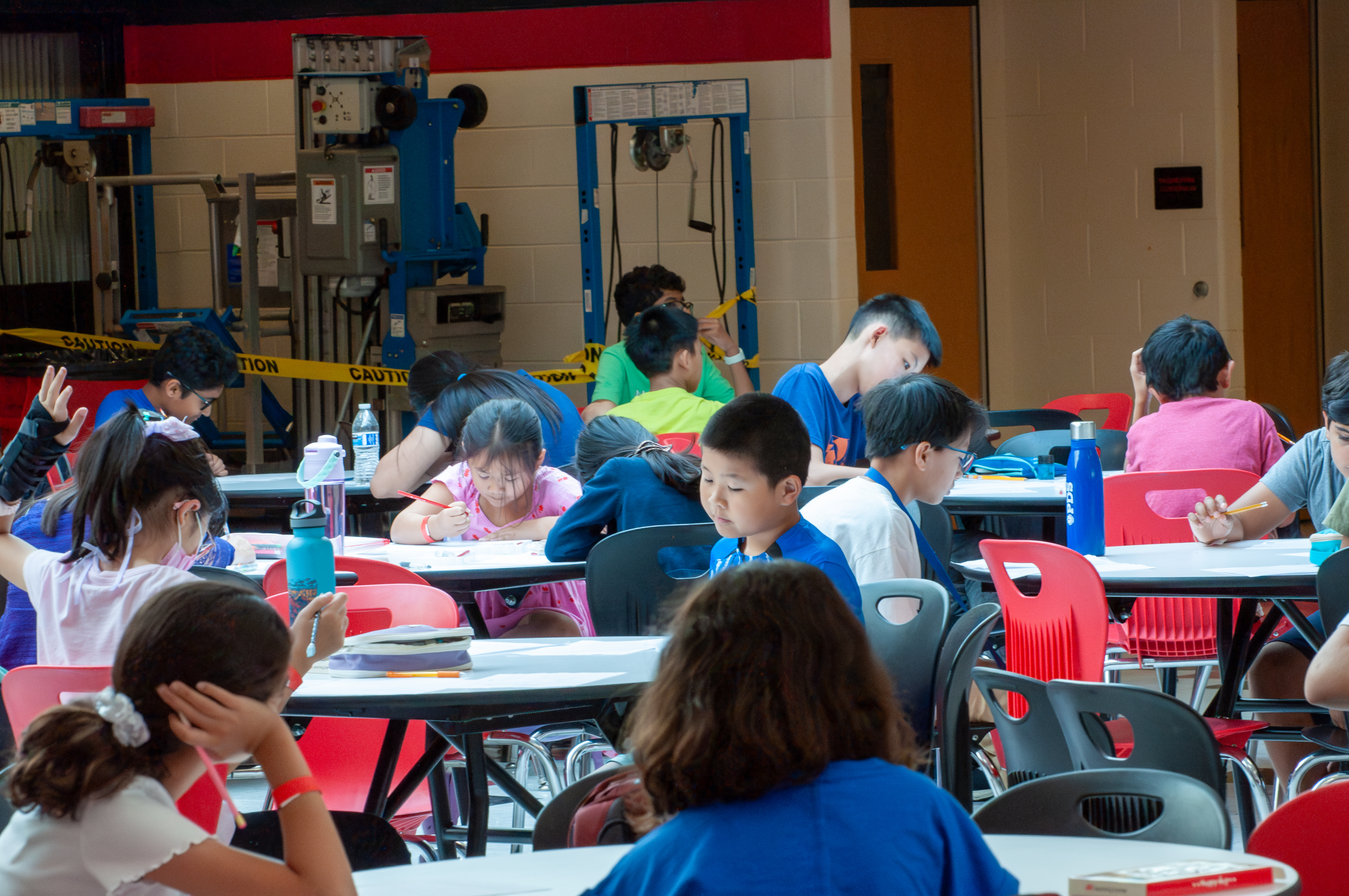 Rows of students taking the exam